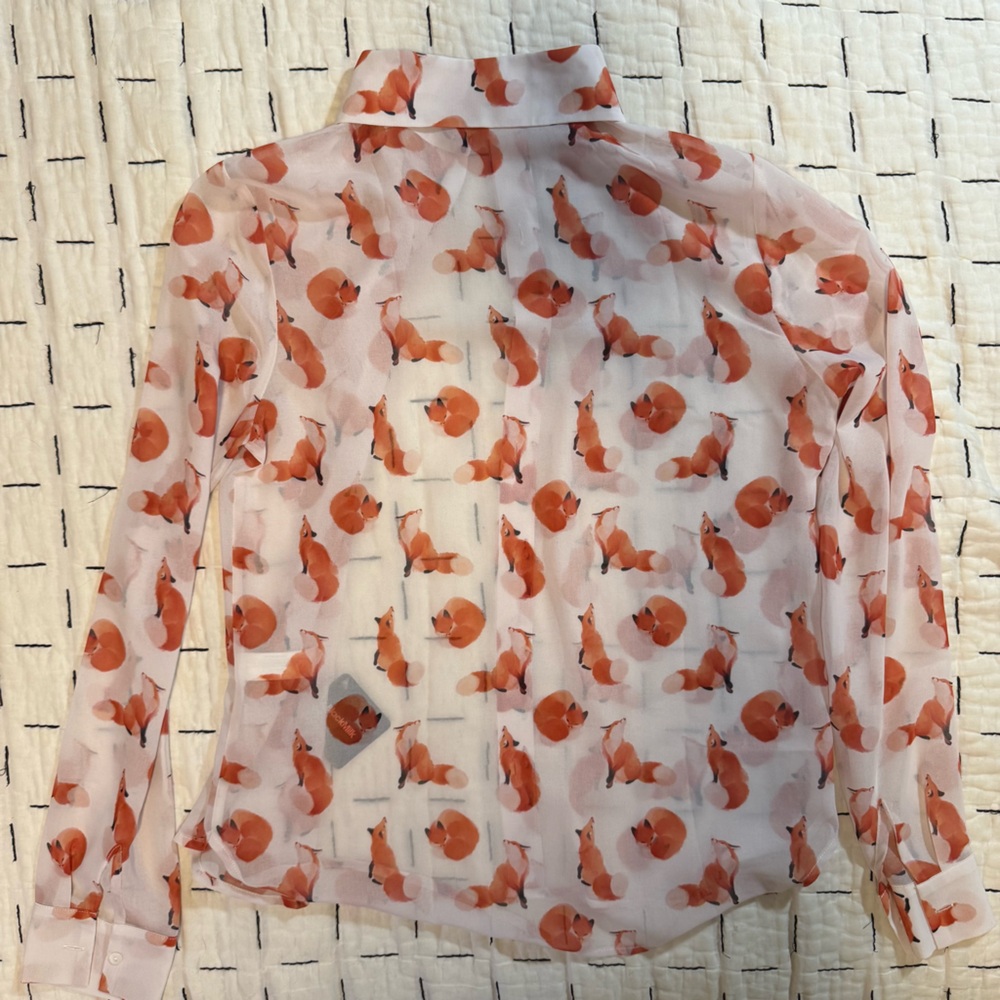 Ghost Foxes Long Sleeve Cute As A Button Shirt - Picture 3 of 3